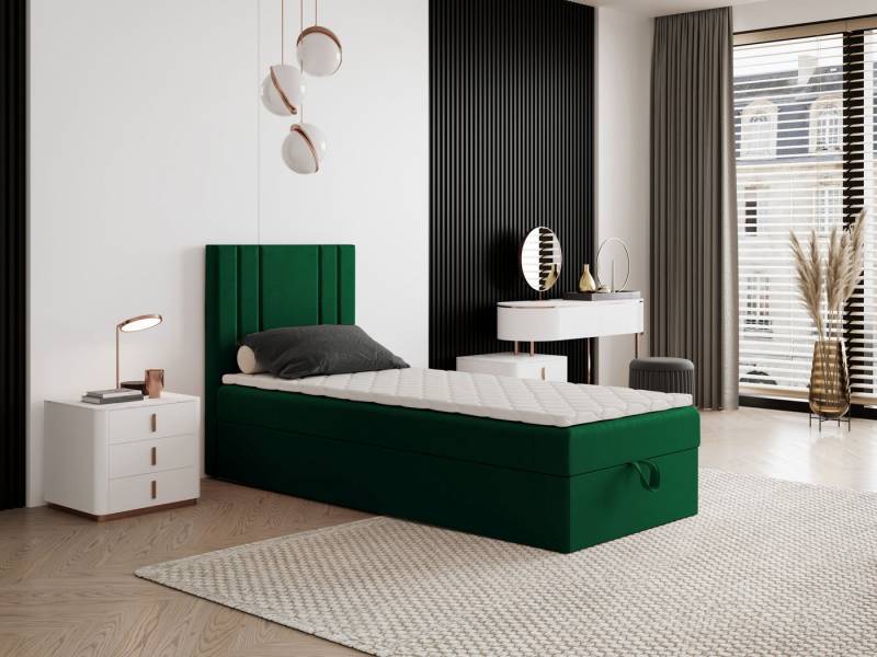 Godre Boxspringbett mit Bettkasten NARDO Mini 70x190 cm - Bonellfederkern Matratze (Bett + Matratze + Topper), Bett mit einem Kasten von Godre
