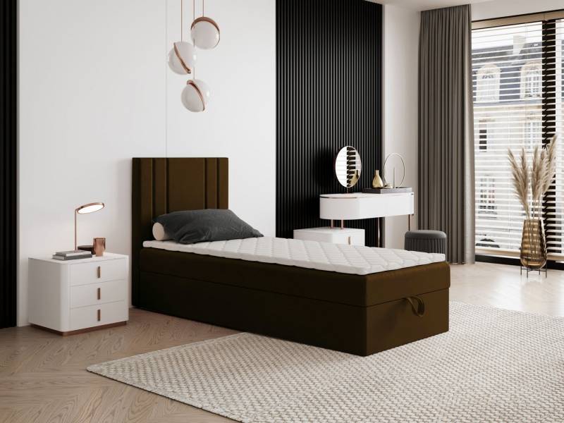 Godre Boxspringbett mit Bettkasten NARDO Mini 70x190 cm - Bonellfederkern Matratze (Bett + Matratze + Topper), Bett mit einem Kasten von Godre