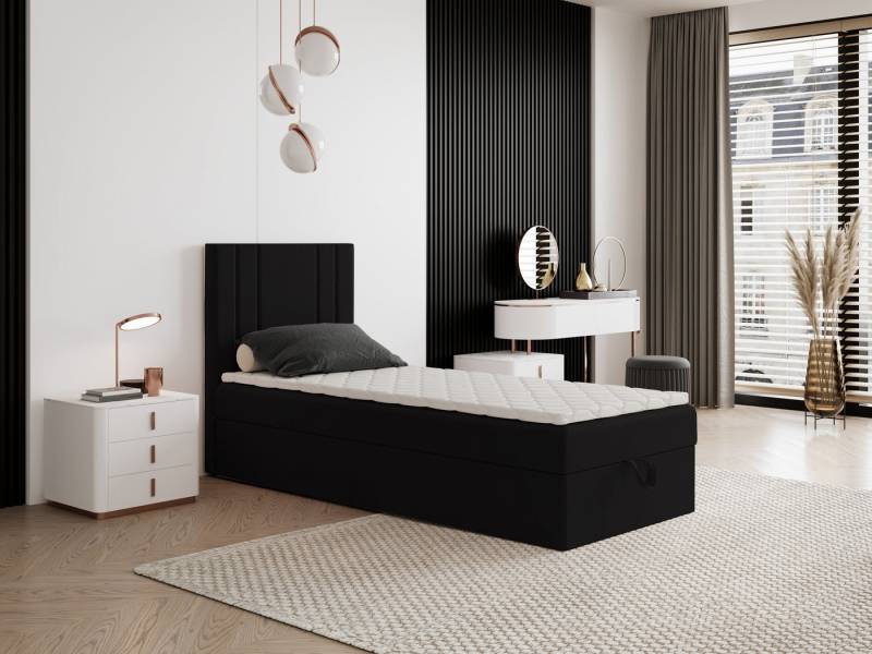 Godre Boxspringbett mit Bettkasten NARDO Mini 70x190 cm - Bonellfederkern Matratze (Bett + Matratze + Topper), Bett mit einem Kasten von Godre