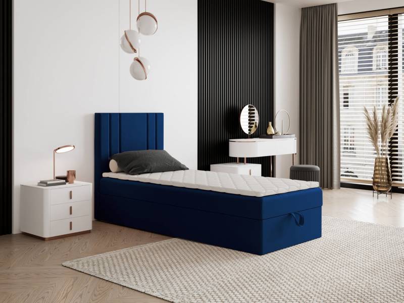 Godre Boxspringbett mit Bettkasten NARDO Mini 80x170 cm - Bonellfederkern Matratze (Bett + Matratze + Topper), Bett mit einem Kasten von Godre