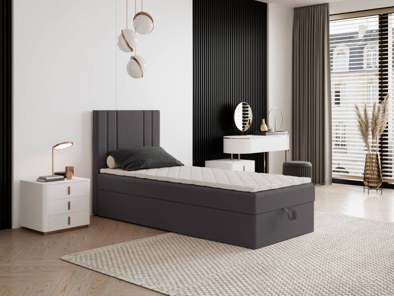 Godre Boxspringbett mit Bettkasten NARDO Mini 80x180 cm - Bonellfederkern Matratze (Bett + Matratze + Topper), Bett mit einem Kasten von Godre