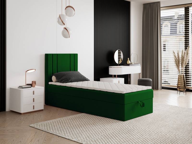 Godre Boxspringbett mit Bettkasten NARDO Mini 80x180 cm - Bonellfederkern Matratze (Bett + Matratze + Topper), Bett mit einem Kasten von Godre