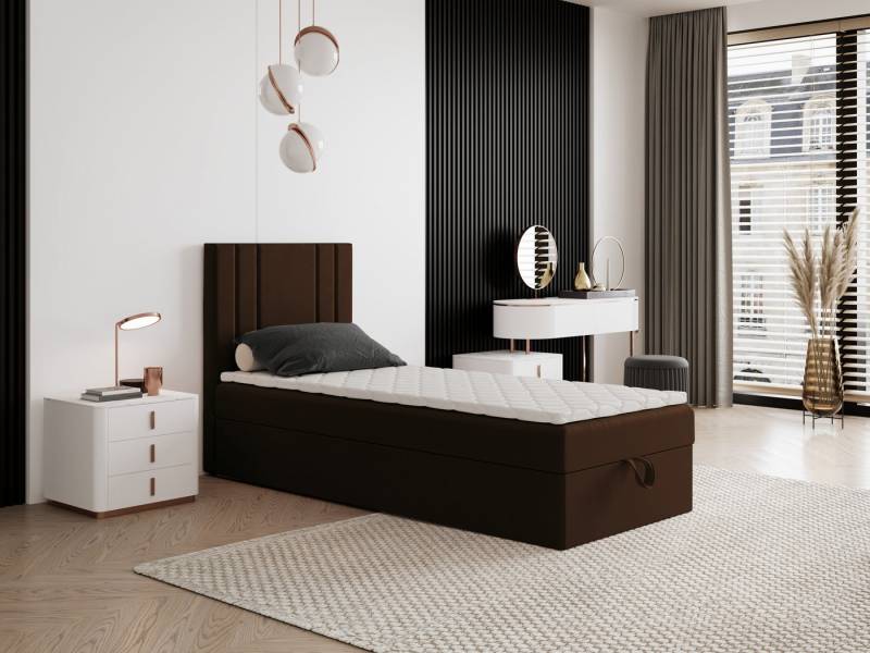 Godre Boxspringbett mit Bettkasten NARDO Mini 80x180 cm - Bonellfederkern Matratze (Bett + Matratze + Topper), Bett mit einem Kasten von Godre