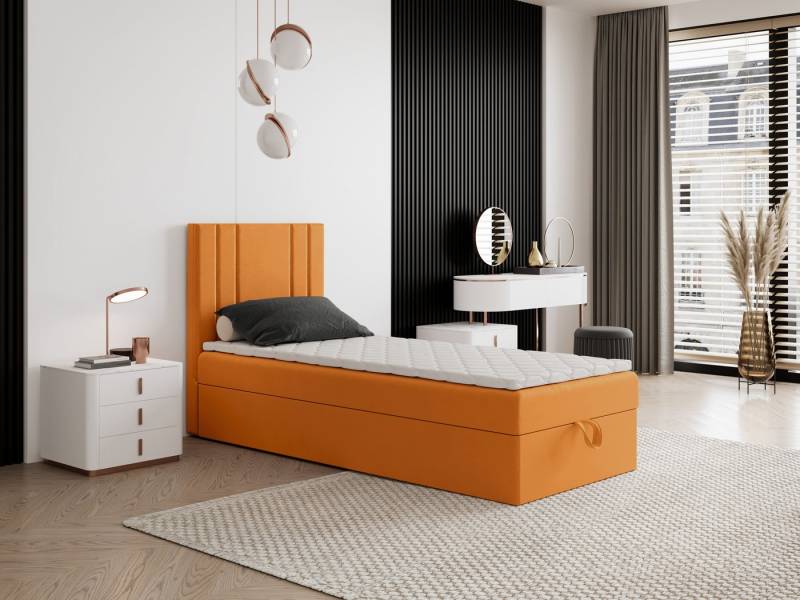 Godre Boxspringbett mit Bettkasten NARDO Mini 80x200 cm - Bonellfederkern Matratze (Bett + Matratze + Topper), Bett mit einem Kasten von Godre