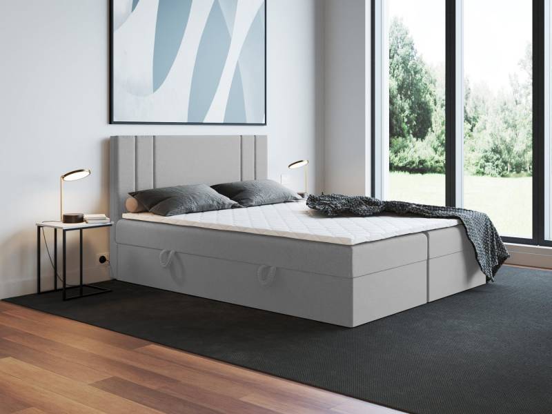 Godre Boxspringbett mit Bettkasten Nardo 140x200 cm - Bonellfederkern Matratze (Bett + Matratze), Bett mit zwei seitlich zu öffnenden Kästen von Godre