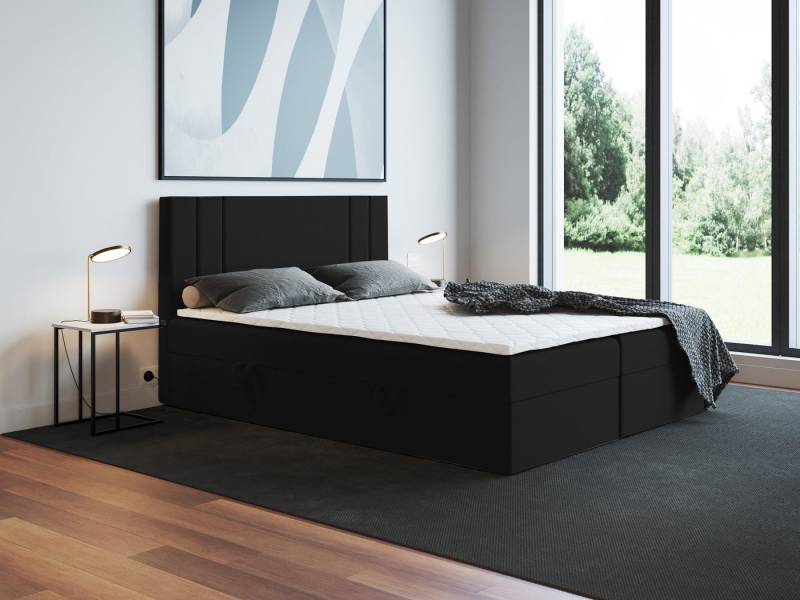 Godre Boxspringbett mit Bettkasten Nardo 190x190 cm - Taschenfederkern Matratze (Bett + Matratze + Topper), Bett mit zwei seitlich zu öffnenden Kästen von Godre
