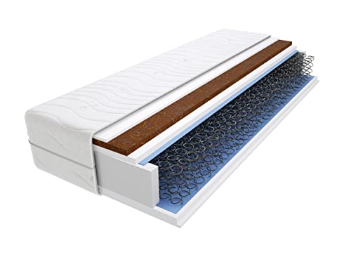 Godre Gina Federkernmatratze 150x200 cm, Härtegrad H3 & H4 -mittelhart/hart, Schaumstoff & Kokos - mit gestepptem Bezug - Matratze, Bonellmatratze -16 cm Höhe, Hypoallergen von Godre