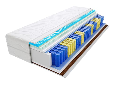 Godre Matratze 100x220 cm Doppelmatratze, H3 & H4 Federkernmatratze, Taschenfederkernmatratze 27 cm Hoch Latex Kokosfaser Profilierter Visco Memory Hypoallergene, HR-Schaum Lima Max Visco Molet von Godre