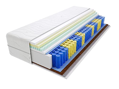 Godre Matratze 140x200 cm Doppelmatratze, H3 & H5 Federkernmatratze, Taschenfederkernmatratze 27 cm Hoch Latex Kokosfaser Visco Memory Rosshaar Hypoallergene, HR-Schaum, Gesteppter Bezug Dario Max von Godre