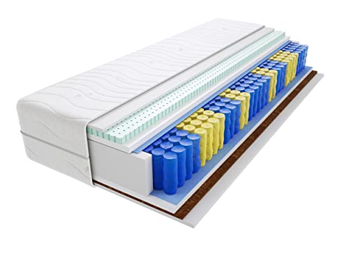 Godre Matratze 175x195 cm Doppelmatratze, H3 & H4 Federkernmatratze, Taschenfederkernmatratze 25 cm Hoch Latex Kokosfaser Hypoallergene, HR-Schaum, Wendematratze mit Klimafaser Salvo Max von Godre