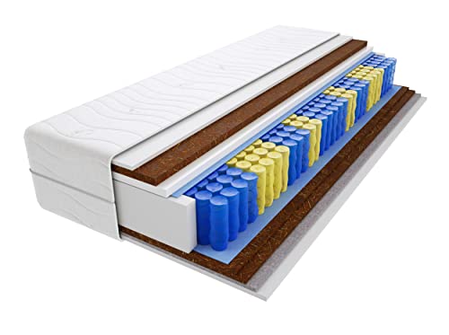 Godre Matratze 180x210 cm Doppelmatratze, H4 & H5 Federkernmatratze, Taschenfederkernmatratze 24 cm Hoch Kokosfaser Rosshaar Hypoallergene, HR-Schaum, Wendematratze mit Klimafaser Santana Max Godre Matratze 180x210 cm Doppelmatratze, H4 & H5 Federkernmatratze, Taschenfederkernmatratze 24 cm Hoch Kokosfaser Rosshaar Hypoallergene, HR-Schaum, Wendematratze mit Klimafaser Santana Max von Godre