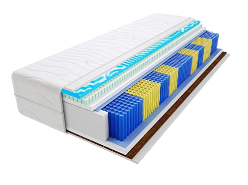 Godre Matratze 90x200 cm Doppelmatratze, H3 & H4 Federkernmatratze, Taschenfederkernmatratze 22 cm Hoch Latex Kokosfaser Profilierter Visco Memory Hypoallergene Lima Multitaschen Visco Molet von Godre