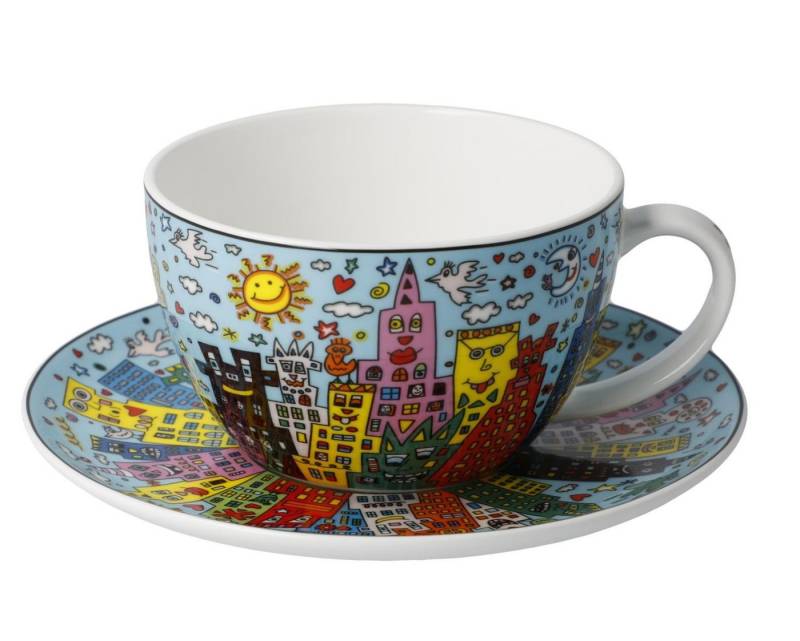 Goebel Untertasse James Rizzi, Spülmaschinengeeignet, Mehrfarbig, Motiv: Pop-Art / Stadt von Goebel