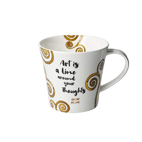 Goebel Artis Orbis Gustav Klimt Art is a line. - Coffee-/Tea Mug Neuheit 2020 67012741 und 4er Set EKM Living Edelstahl Strohhalme von Goebel