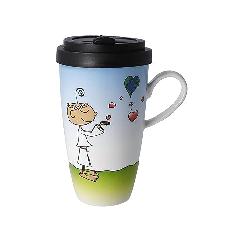 Goebel Der kleine Yogi - Life is Beautiful Tasse mit Deckel, hergestellt aus Fine Bone China, Fassungsvermögen: 500ml, 54-102-29-1 von Goebel