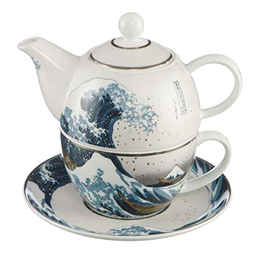Goebel Die Welle Teekanne mit Untertasse, Tee Kanne, Kaffeekanne, Hokusai, Porzellan, 67013531 von Goebel