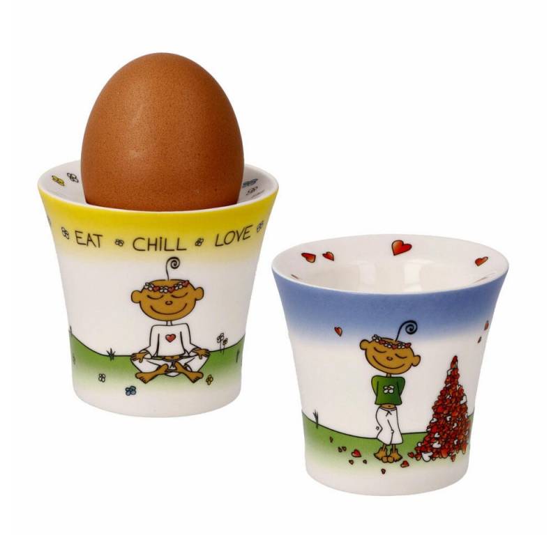 Goebel Eierbecher Goebel Eierbecher 2er Set - Der kleine Yogi, New Bone China, Bunt, (2-tlg) von Goebel