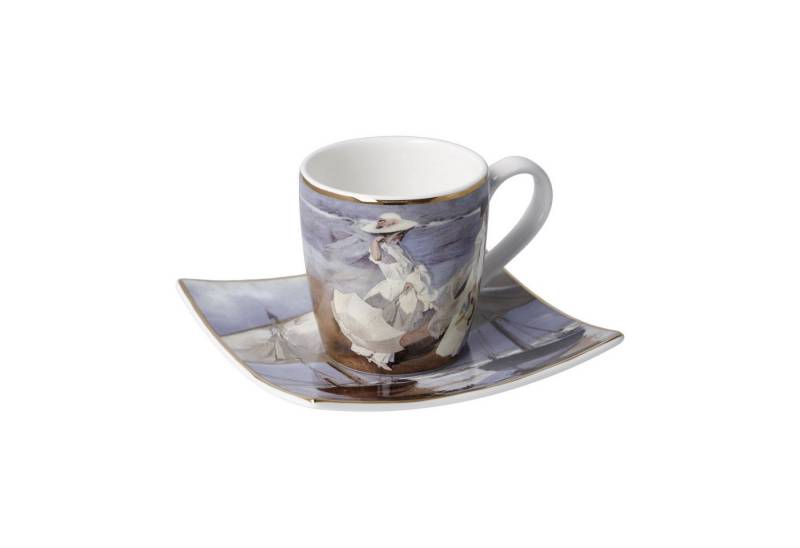 Goebel Untertasse Mehrfarbig, Durchmesser 1 cm, Spülmaschinengeeignet, Mehrfarbig, Motiv: Spaziergang am Strand von Goebel