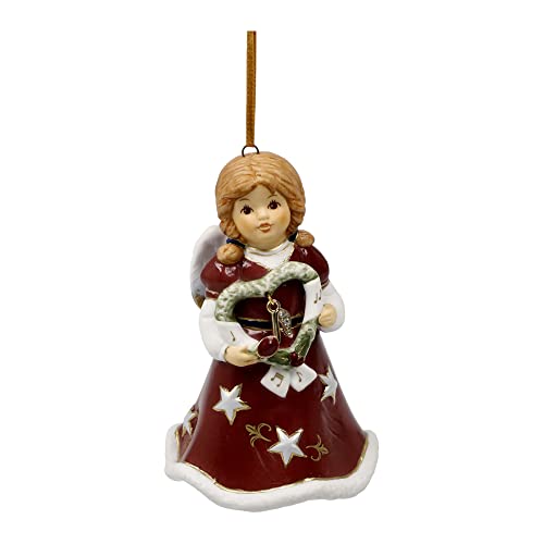 Goebel Jahresengel Glöckchen 2023 Weihnachten zum Aufhängen, aus Porzellan gefertigt, mit Metall-Notenschlüssel inkl. Kristallstein, Höhe: 9,5cm, 66-505-77-1 von Goebel