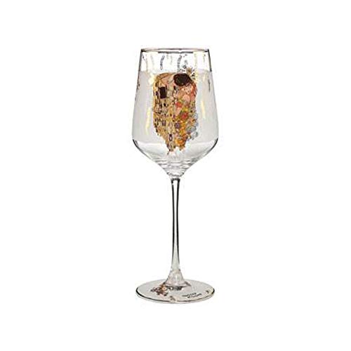 Goebel Klimt Weinglas aus Glas mit dem Motiv Der Kuss 0,45L, Maße: 8,5cm x 8,5cm x 25cm, 66-926-68-1 von Goebel