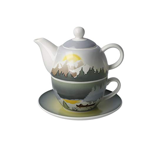 Goebel Scandic Home Scandic Home Wohnaccessoires Mountain Peace - Tea for One Neuheit 2020 23101421 und 4er Set EKM Living Edelstahl Strohhalme von Goebel