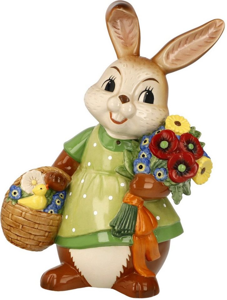 Goebel Osterhase Ein Blumengruß (1 St), Sammelfigur, Hasenmädchen mit Korb und Blumenstrauß von Goebel