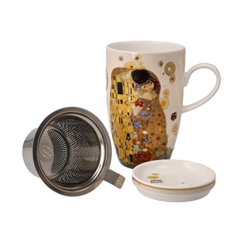 Goebel Porzellan Gustav Klimt Teetasse mit Deckel und Sieb 450 ml DER Kuss von Goebel