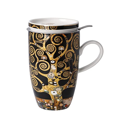Goebel Porzellan Gustav Klimt Teetasse mit Deckel und Sieb 450 ml DER LEBENSBAUM von Goebel