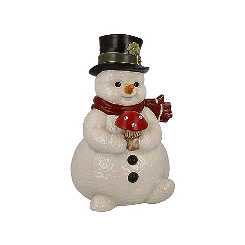 Goebel Schneemann Figur Kleiner Glücksbote aus Steingut mit Kristallen, 66-704-14-1, Leuchtend von Goebel