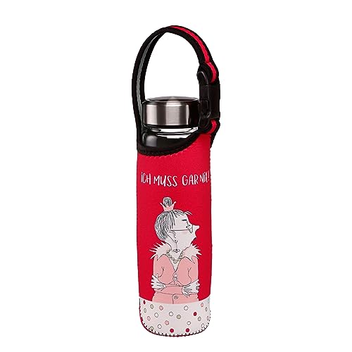 Goebel Trinkflasche mit Neoprenhülle Rot - Barbara Freundlieb - Ich muss gar nix 0,7l, Höhe 26,5 cm, 27-001-11-1 von Goebel