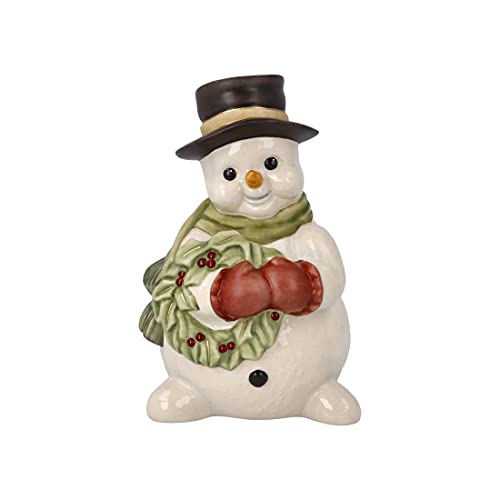 Goebel X-Mas Schneemann-Figur Schmückende Winterzeit aus Porzellan Mehrfarbig, Maße: 8cm x 7,5cm x 12cm, 66-703-93-1 von Goebel