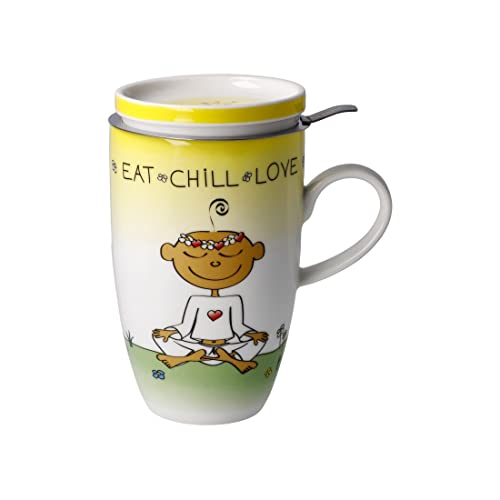 Goebel Teetasse mit Sieb Eat Chill Love aus Fine Bone China, Farbe: mehrfarbig, Maße: 11,5x8x14 cm, 54-102-83-1 von Goebel