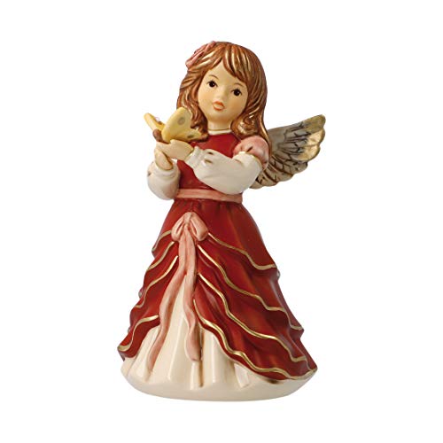 Goebel X-Mas Engels-Figur Bring Mir Glück aus Steingut mit Swarovski-Sternen Mehrfarbig, Maße: 8,5cm x 8cm x 15cm, 41-635-29-1 Bordeaux von Goebel