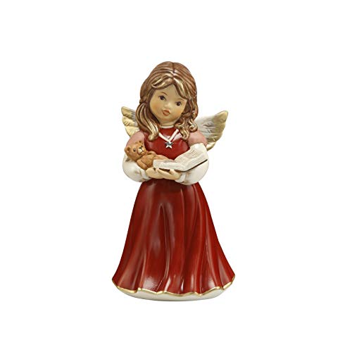 Goebel X-Mas Engels-Figur Kuschelzeit aus Steingut Mehrfarbig, Maße: 7,5cm x 7,5cm x 14cm, 41-539-29-1, Rot von Goebel