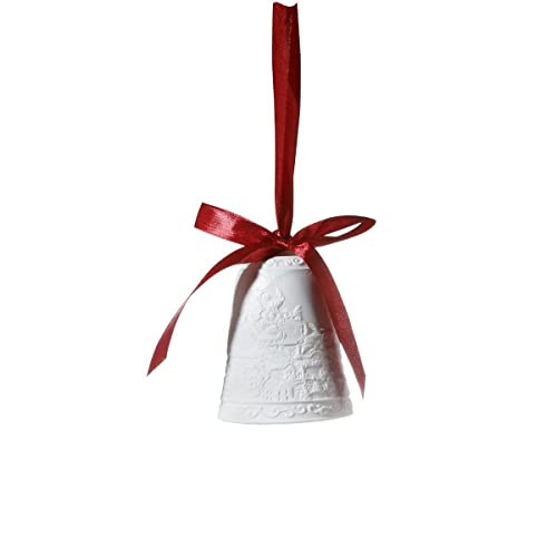 Goebel X-Mas Fitz and Floyd Glocke Santa mit Schlitten aus Biskuitporzellan in der Farbe Weiß, Maße: 6,5cm x 6,5cm x 9,5cm, 51-001-23-1 von Goebel
