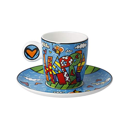 Goebel Pop Art by Romero Britto - Happy Espressotasse, hergestellt aus Fine Bone China, Fassungsvermögen: 100ml, 66-452-69-1 von Romero Britto