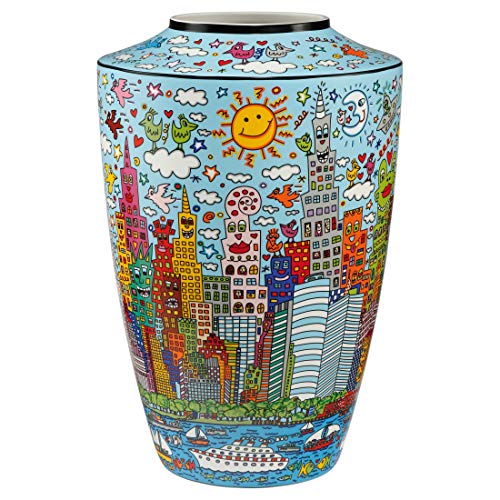Goebel Pop Art James Rizzi My New York City Day - Vase Neuheit 2020 26102511 und 4er Set EKM Living Edelstahl Strohhalme von Goebel
