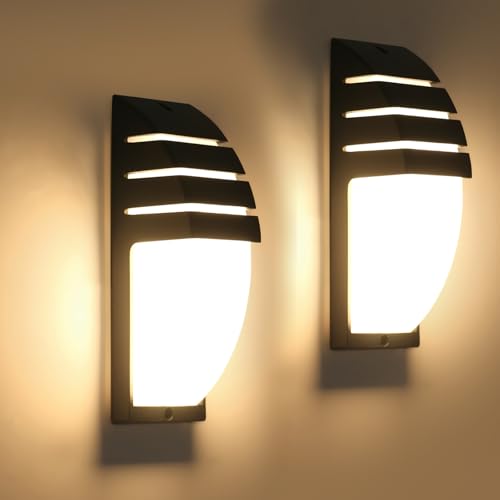 2 Pack LED Wandleuchte Außen, 12W 1300LM IP65 Wasserdichte LED Wandlampe Schwarz, 3000K Warmlicht Außenwandleuchte für Garten, Hof, Veranda, Wohnzimmer von Goeco