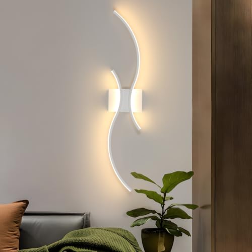 Goeco 80 cm Lang Wandleuchte Innen, 27W 3000 lm 3000K Weiß Modern LED Wandlampe 2 Fimmige Warmweißes Licht für Flur Treppenhaus Wohnzimmer Schlafzimmer von Goeco