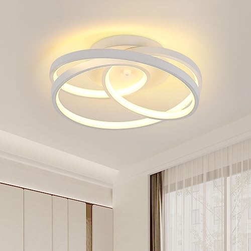 Goeco Deckenlampe Modern, 40W 4500LM Led Deckenleuchte, Weiß Kreatives 3-Ringe Design Deckenlampen, 3000K Warmes Licht Acryl Deckenbeleuchtung Led für Schlafzimmer, Küche, Wohnzimmer, Esszimmer, Flur von Goeco