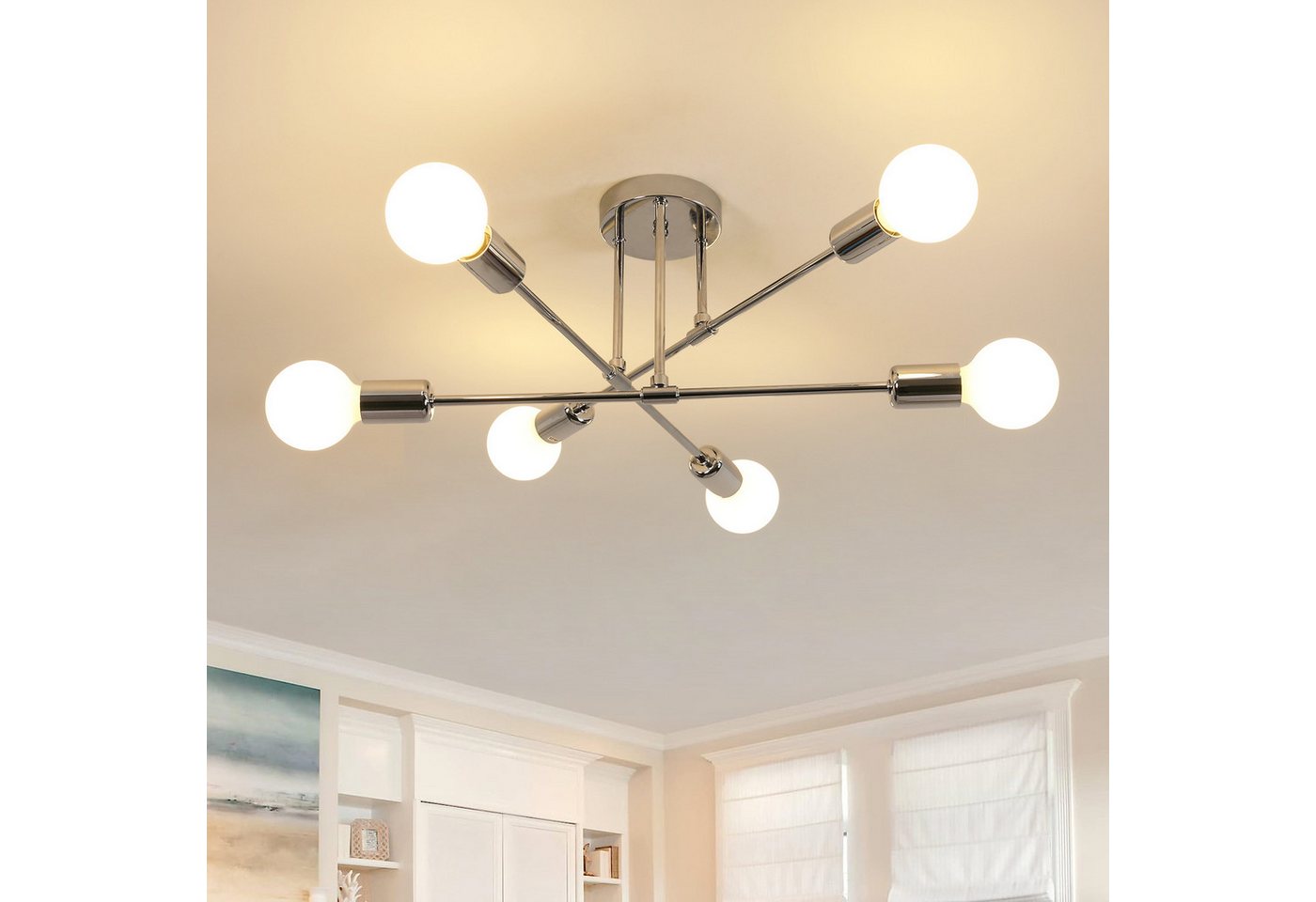 Goeco Deckenleuchte LED-Kronleuchter, Retro-Kunstdesign, für Loft-Restaurant-Café, einstellbarer Winkel des Lampenarms, 6 Lichtpunkte Goeco Deckenleuchte LED-Kronleuchter, Retro-Kunstdesign, für Loft-Restaurant-Café, einstellbarer Winkel des Lampenarms, 6 Lichtpunkte von Goeco