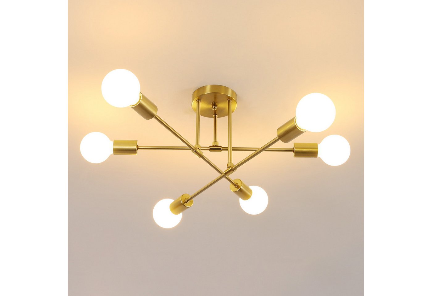 Goeco Deckenleuchte LED-Kronleuchter, Retro-Kunstdesign, für Loft-Restaurant-Café, einstellbarer Winkel des Lampenarms, 6 Lichtpunkte Goeco Deckenleuchte LED-Kronleuchter, Retro-Kunstdesign, für Loft-Restaurant-Café, einstellbarer Winkel des Lampenarms, 6 Lichtpunkte von Goeco