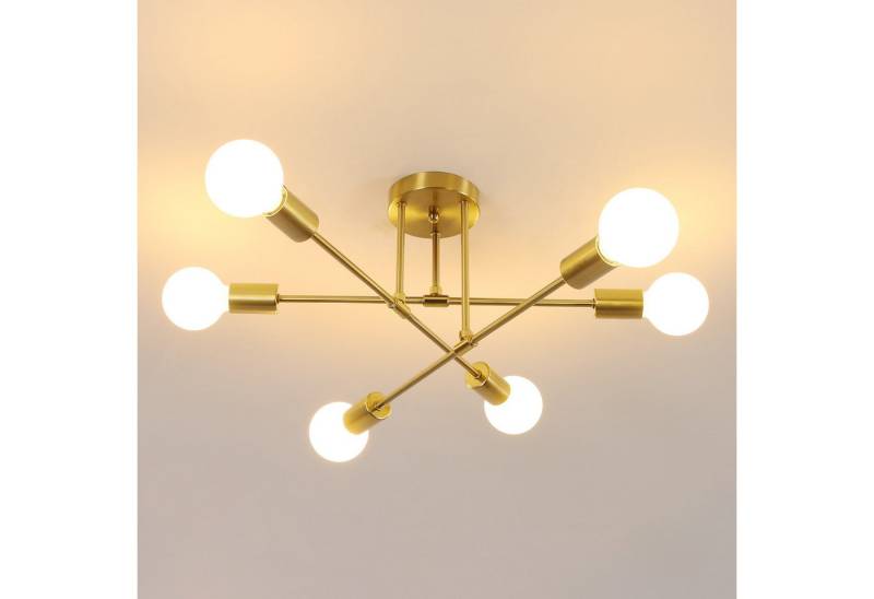 Goeco Deckenleuchte LED-Kronleuchter, Retro-Kunstdesign, für Loft-Restaurant-Café, einstellbarer Winkel des Lampenarms, 6 Lichtpunkte von Goeco