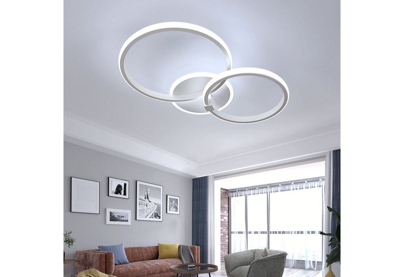 Goeco Deckenleuchte LED Lampe,Doppelkreis-Design, Acryl, 42 W,für Wohnzimmer,Büro von Goeco