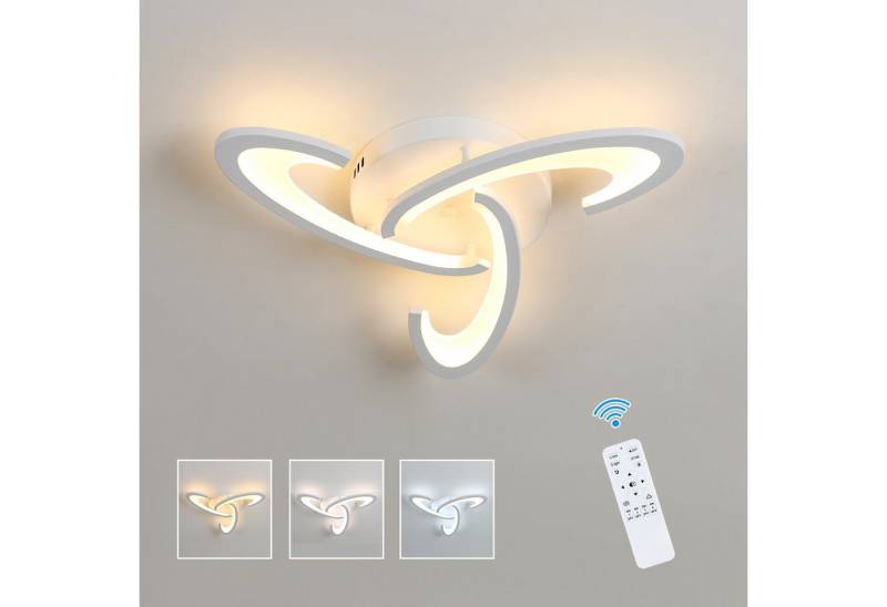 Goeco Deckenleuchte Weiße Acryl-LED-Deckenleuchte, Dimmbare Deckenleuchte mit 3 Köpfen, LED fest integriert, Warmweiß, Neutralweiß, Kaltweiß, Schlafzimmer Deckenleuchte mit Fernbedienung Goeco Deckenleuchte Weiße Acryl-LED-Deckenleuchte, Dimmbare Deckenleuchte mit 3 Köpfen, LED fest integriert, Warmweiß, Neutralweiß, Kaltweiß, Schlafzimmer Deckenleuchte mit Fernbedienung von Goeco