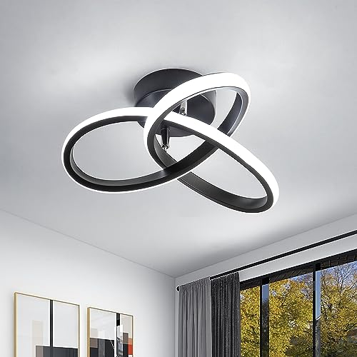 Goeco LED Deckenlampe Deckenleuchte, Deckenlampe Schwarz 22W 2500LM, Korridor Deckenleuchte 6500K Kühles Weißes Licht, für Wohnzimmer Schlafzimmer Balkon, Durchmesser 26cm von Goeco