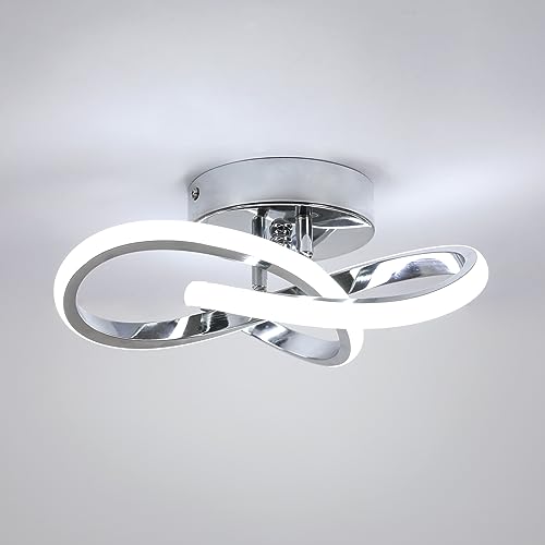 Goeco LED Deckenleuchte, Moderne Silberne Deckenlampe 22W, Kleine LED Leuchte für Gang Eingang Treppe Arbeitszimmer Flur, 6500K Kaltweiß von Goeco