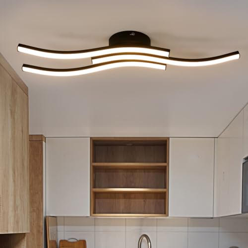Goeco LED Deckenleuchte 20W, Moderne LED Deckenlampe Schwarz mit 3 Fimmig 3000K Warmes Licht, LED Lampen Deckenbeleuchtung Innen für Schlafzimmer, Wohnzimmer, Küche von Goeco
