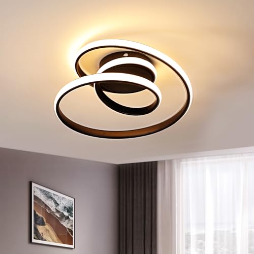 Goeco LED Deckenleuchte 36W, Moderne Runde Deckenlampe LED Schwarze, 3000K Warmes Licht LED Lampe Deckenbeleuchtung für Wohnzimmer, Schlafzimmer, Esszimmer, Flur, Ø. 30CM von Goeco