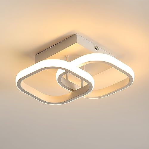 Goeco LED Deckenleuchte, 3 Farbtemperaturen Einstellbar, Modern Quadratisch Deckenlampe LED 22W, 3000K&4500K&6500K Knopfschalter Deckenbeleuchtung Lampen Innen für Flur, Balkon, Küche, 28CM*16CM Weiß von Goeco